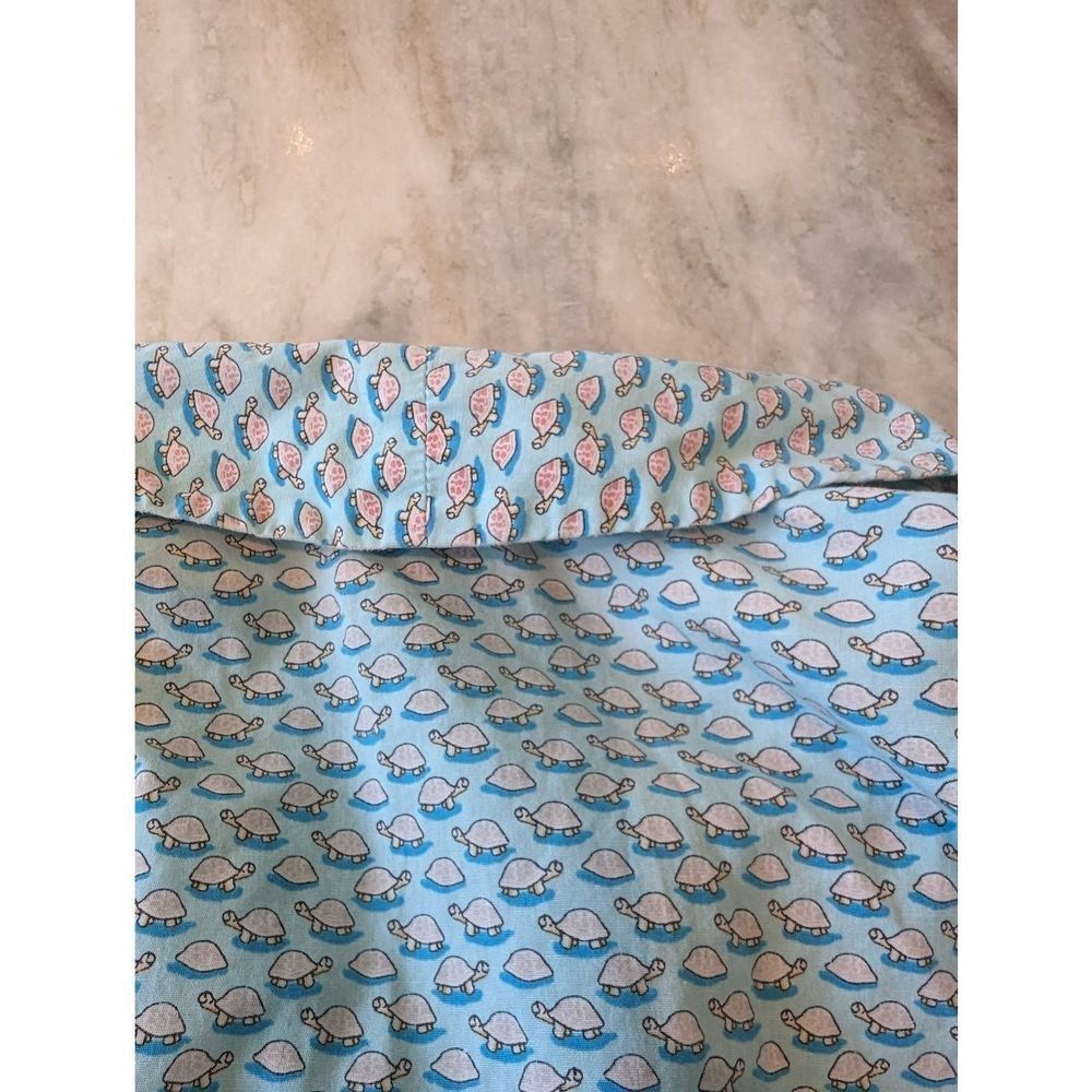 Vineyard Vines Top Shirt Button Women's Small Blue Turtle Collar 100% Cotton - Picture 10 of 11